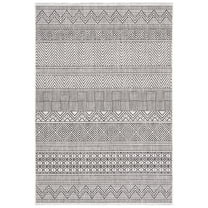 SAFAVIEH Courtyard Altan Geometric Indoor/Outdoor Area Rug, Ivory/Black, 9' x 12'