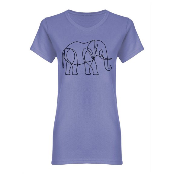 Line Art Elephant Design Shaped T-Shirt Women -Image by Shutterstock, Female Medium