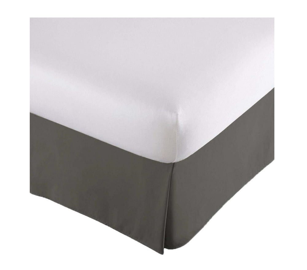 White Luxury Hotel Bed Skirt 14" Drop Tailored Pleat 