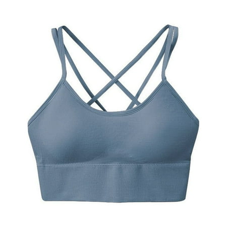 

Yuwull Sports Bra for Women Criss-Cross Back Padded Strappy Sports Bras Medium Support Yoga Bra with Removable Cups Blue XL Clearance