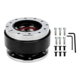 thumbnail image 1 of Adaptador de cubo de liberación rápida del volante Unique Bargains, kit universal de 12 agujeros de aluminio para automóvil, tono plateado, negro, 1 of 6