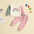thumbnail image 2 of WEIYLL Ensembles pour Garçons Tenues Automne Imprimé Arc-en-Ciel Chandail à Manches Longues Pantalon à Taille Élastique Printemps Complets Rouges 18-24 Mois, 2 of 3