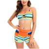 Maillot de Bain Femme Mode Multicolore Dégradé Imprimé Creux Boxeur Fendu