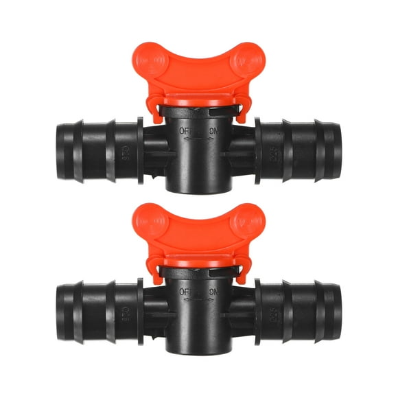 Uxcell 2 Pack Barbed Ball Valve for 1 inch Drip Tubing Plastic In-Line Ball Valve Shut-Off Switch
