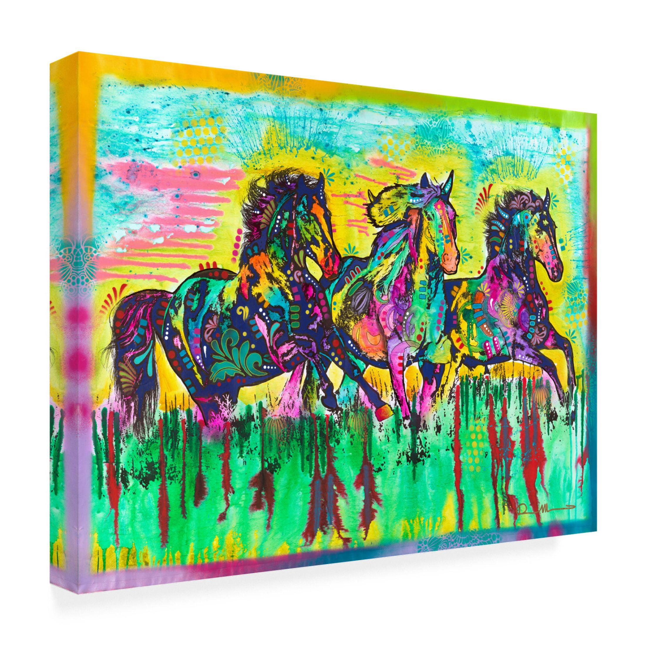 Canvas Wall Art - Dean Russo 'Three Horses' Wall Art for Living Room, Bedroom, or Office Décor by Trademark Fine Art - 24 x 18 Inches