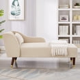 thumbnail image 2 of SYNGAR Velvet Chaise Lounge with Rolled Arm, Modern Chaise Lounge Indoor with Pillow and Solid Wood Legs, Chaise Lounge Chair for Living Room Bedroom Family Room Kids & Teen Room, Beige, 2 of 6