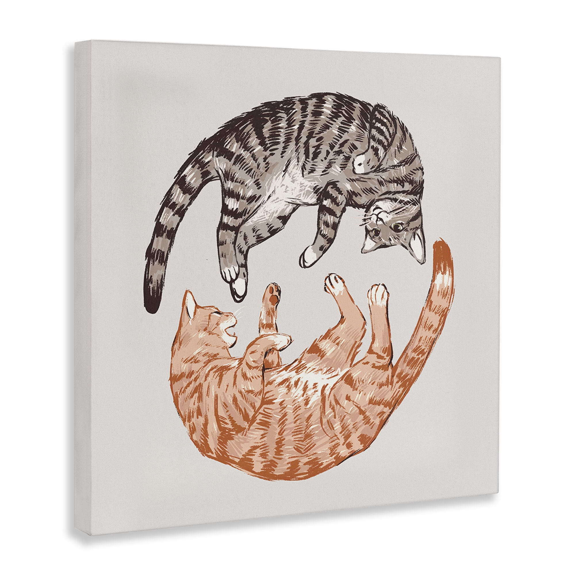 Stupell Industries Tabby Cats Duo Animals & Insects Painting Gallery Wrapped Canvas Art Print Wall Art, 30 x 30