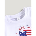 thumbnail image 5 of Infant Baby Girls Independence Day Shorts Set, Short Sleeve Letters Print T-shirt with Stars Print Shorts and Hairband, 5 of 8