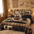 thumbnail image 4 of meiyoeat Vintage Deer Silhouette 7pcs Queen Bedding, Rustic Paw Print Bedding Comforter Set Queen For Boys Kids,Black Reversible, 4 of 7