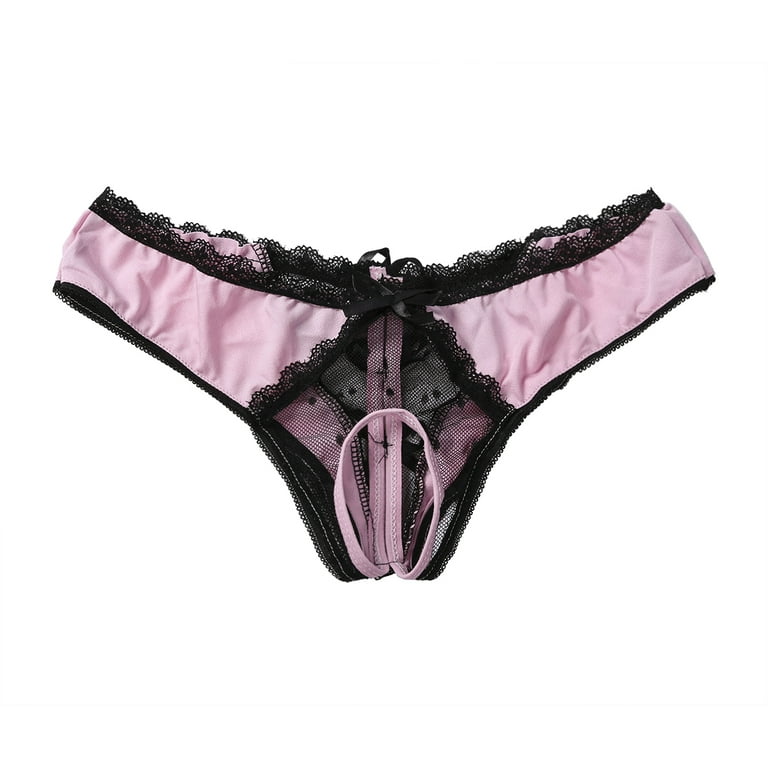 Women?s Sexy Thong Lace Low Waist Panties Passion Lingerie Briefs Open  Underwear?Large size? 