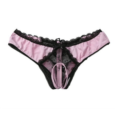 

Womens Sexy Thong Lace Low Waist Panties Passion Lingerie Briefs Open UnderwearLarge size