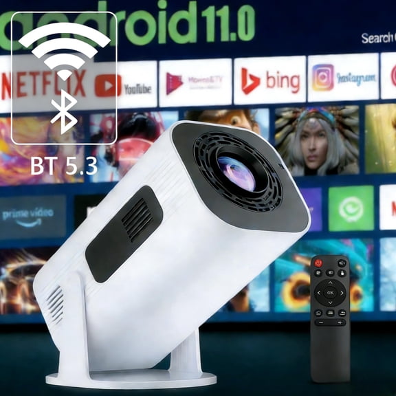Gazsocy Portable  Smart Video Projector with Wifi  and  Bluetooth ，Support 4K/1080P Video, for  Home Bedroom Livingroom  Movie Night
