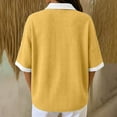 thumbnail image 5 of AHTJRT Waffle Knit Golf Shirt for Women Contrast Lapel Collar Short Sleeve T Shirt Lightewight Comfy Loose Fit Lounge Vacation Tops Yellow M, 5 of 10