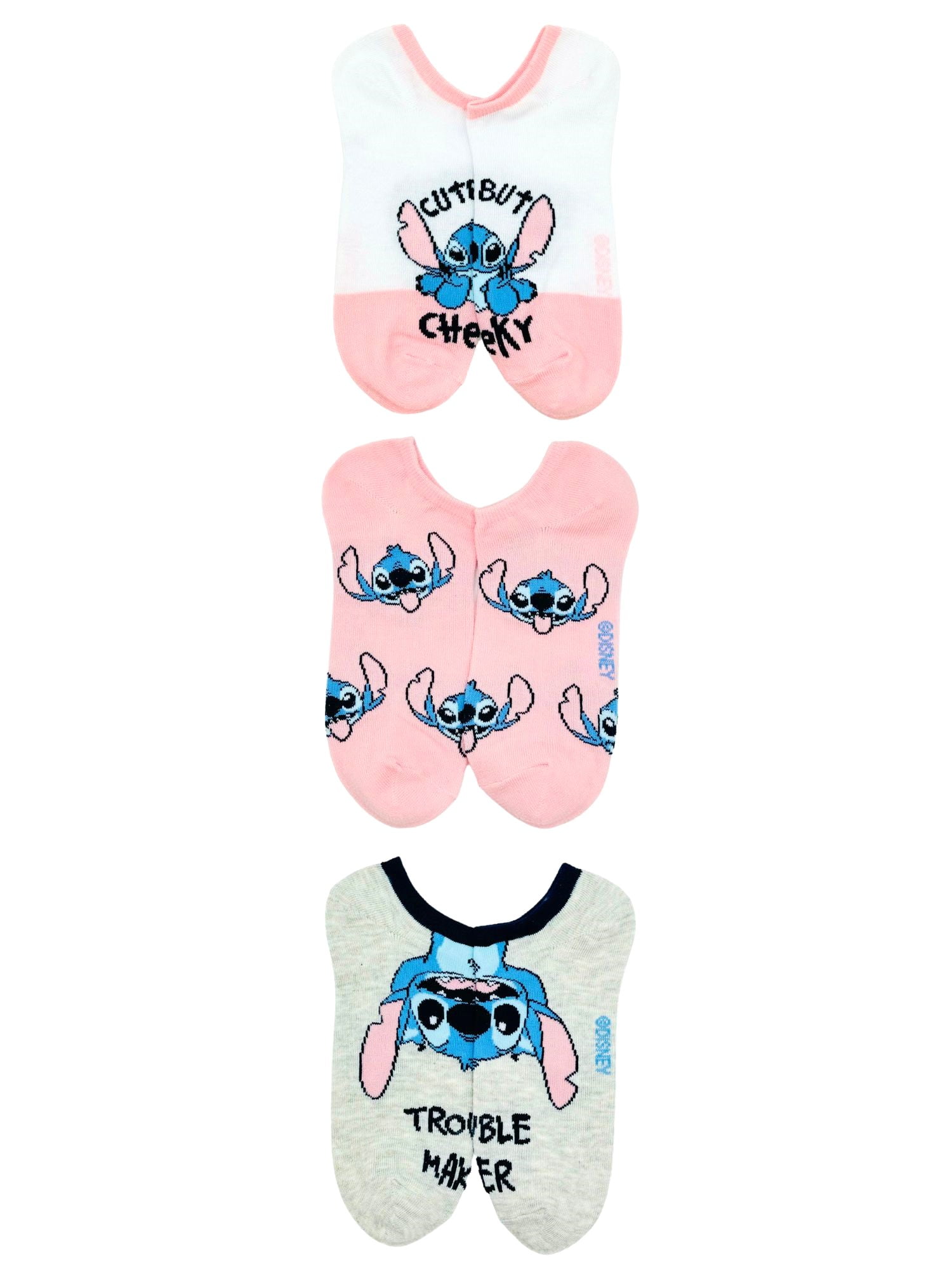 Disney Lilo Stitch Women s No Show Socks 3 Pack Size 4 10