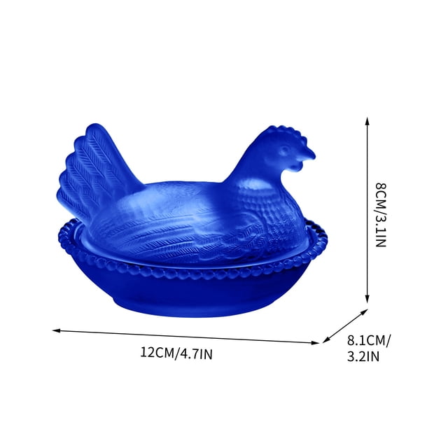 Leodye 1PCS Chicken Shaped Candy Tray with Lid Rural Style Ceramic Design Airtight Storage Jar and Decorative Bowl for Home and Kitchen Countertops -4.7*3.2*3.1IN