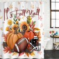 thumbnail image 2 of Pumpkin Football Fall Shower Curtain, Waterproof Shower Curtains for Bathroom, Thanksgiving Sunflower Maple Leaf Washable Fabric Bathtub Curtain Set Bath Decor with 12 Hooks Extra Long 72"x96", 2 of 8
