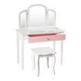 thumbnail image 1 of Pemberly Row Contemporary MDF & Pine Wood Kids Vanity Set with Mirror in White, 1 of 8