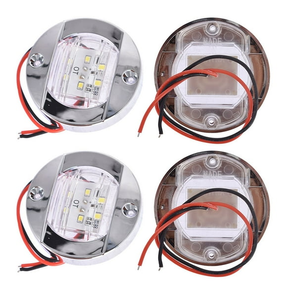 munirater 4X Cabin Deck Walkway Courtesy Lights White Stern Light 3" Round Marine Boat LED