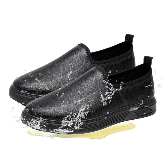 Men's Slip-On Chef Shoes - Non-Slip Kitchen Work Shoes with Soft Sole, Lightweight & Waterproof - Slip-Resistant Restaurant Shoes for Cooking, Food Service & Hospital