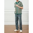 thumbnail image 5 of Biezeib Men's Striped Knitted Shirt Single-Breasted Open-Stitch Lapel Neck Short Sleeve Business Casual Tops, 5 of 6
