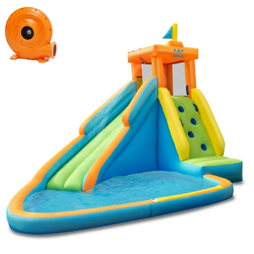Costway  Kids Bounce House Castle Splash Water Pool W/ 740W Blower