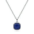 thumbnail image 3 of BERRICLE Sterling Silver Square Cubic Zirconia CZ Fashion Necklace and Earrings Set for Women, Rhodium Plated, Blue, 3 of 9