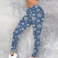 thumbnail image 3 of Cute Print High Waist Yoga Pants that Look Like Jeans Tummy Control Leggings Tights Compression Pants Gym Fitness, 3 of 5