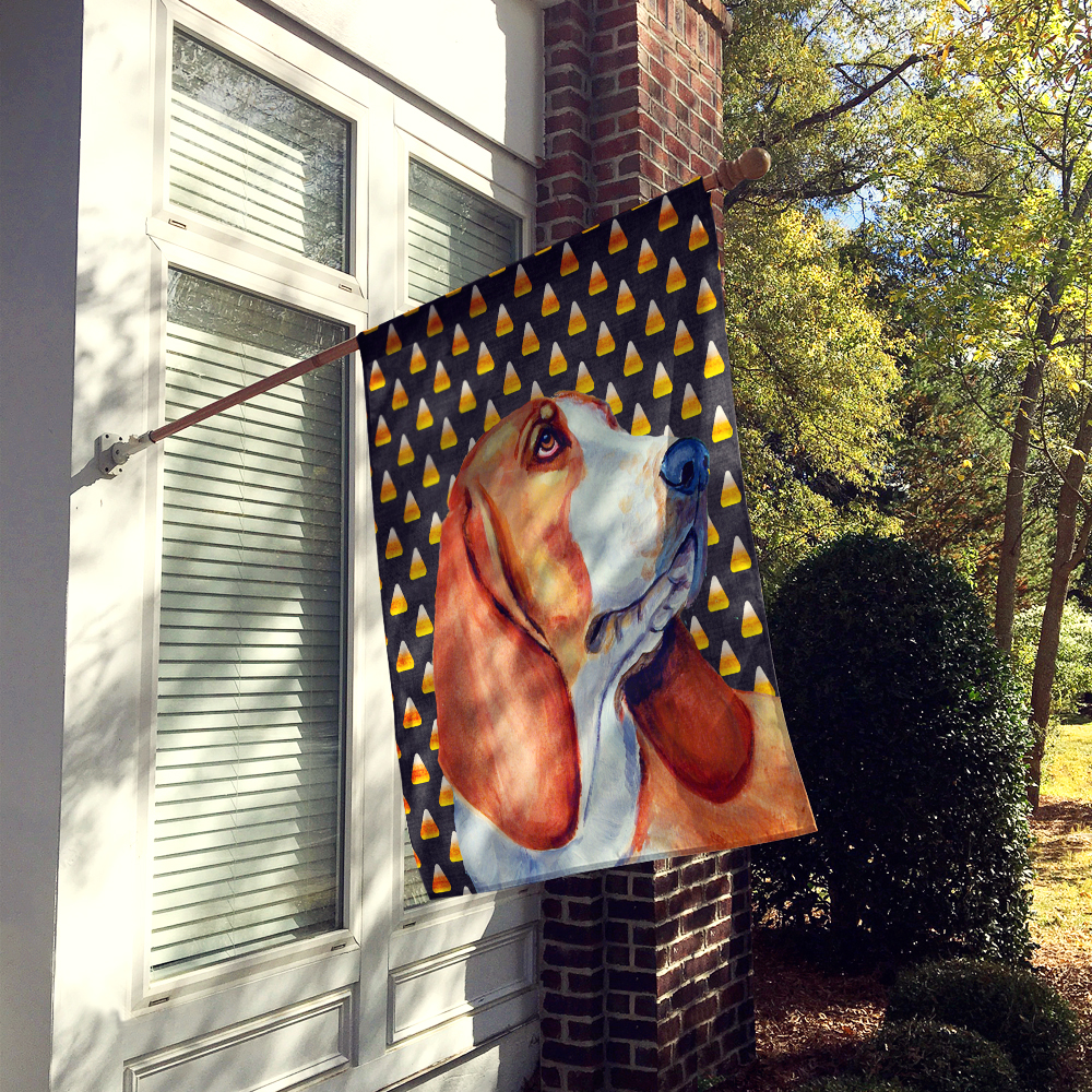 Carolines Treasures LH9073-FLAG-PARENT Basset Hound Candy Corn Halloween Portrait Flag  multicolor