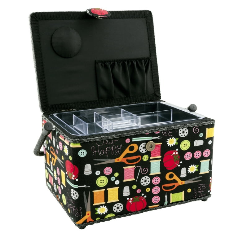 Dritz Large Sewing Basket, Black Sewing Notions - Walmart.com