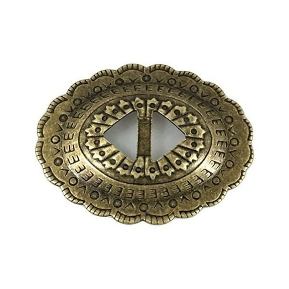 Conchos Mixed Finishes Western 1 1/4" Oval; Scalloped Style Slotted - Various Colors and Sizes (20 Pieces, Antique Brass)