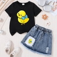 thumbnail image 2 of Toddler Girl 2Pcs Summer Outfits For 2-3 Years Girls Comfortable And Fashionable Set Cute Cartoon Printed Short Sleeve Top Skirt Two Piece Set F Summer Gift Set, 2 of 3