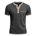 thumbnail image 4 of LTTVQM Mens Henley Shirts Short Sleeve Casual Button T-Shirts Basic Tee Shirts Summer Spring Vintage Shirt with Pocket Dark Gray 2XL, 4 of 4