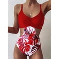 thumbnail image 3 of Leaf Print Swimsuit Ladies Tight One-piece Swimsuit, 3 of 5