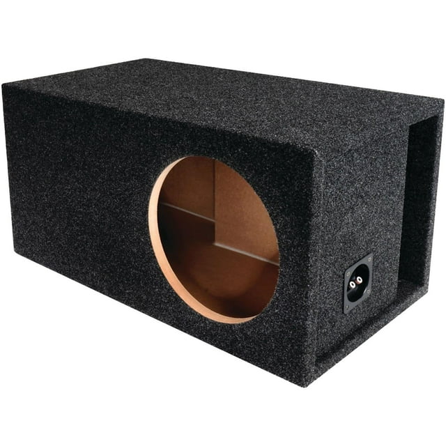 Atrend Bbox Single Vented 12 Inch Subwoofer Enclosure - SPL-Tuned Single Car Subwoofer Boxes & Enclosures - Premium Subwoofer Box Improves Audio Quality, Sound & Bass - Nickel Finish Terminals