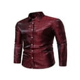 thumbnail image 2 of Jacquard Button-Down Long Sleeve Tops - Slim Fit Shirts for Men, 2 of 5
