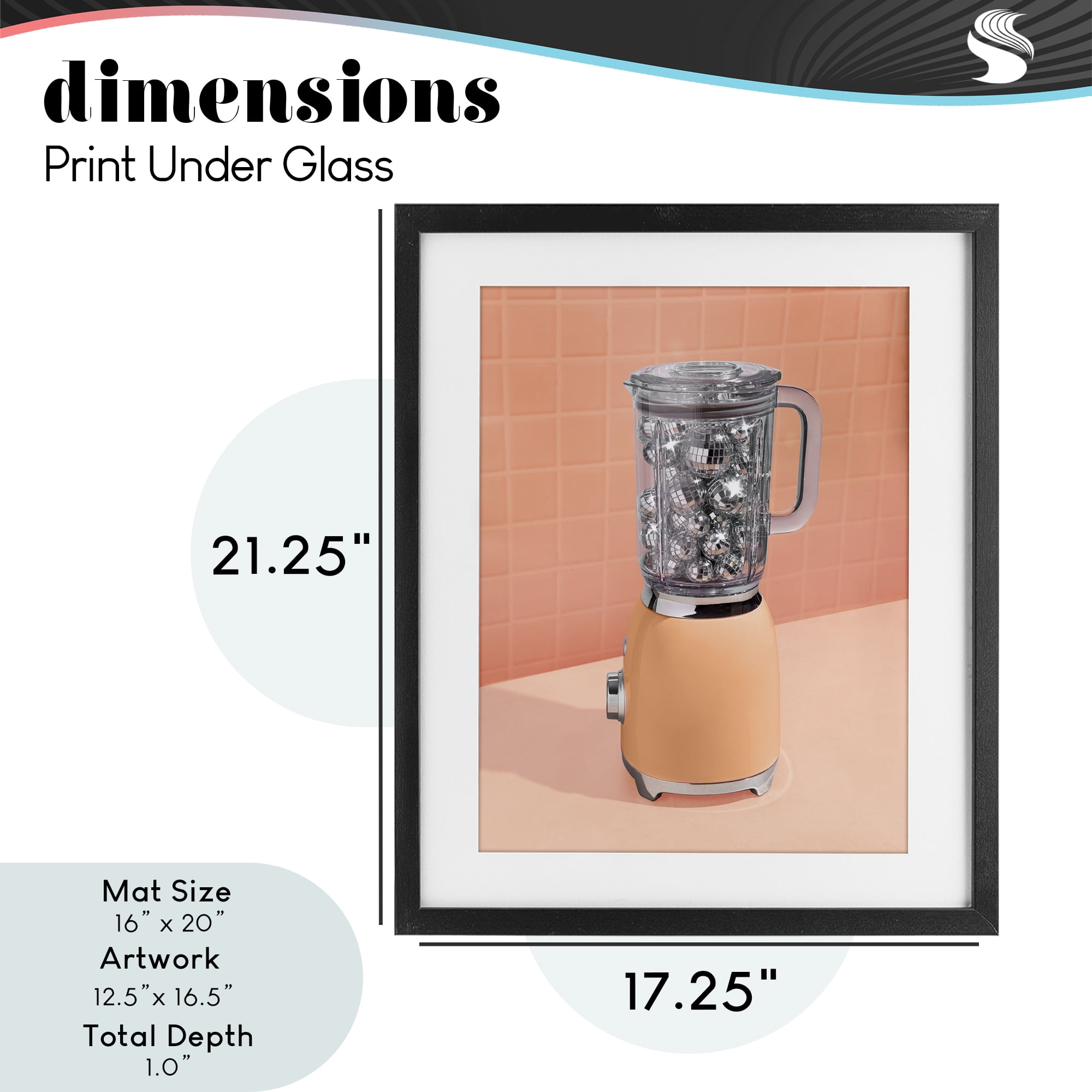 Orange Retro Disco Blender Black Framed Print Under Glass, design by LISH Creative