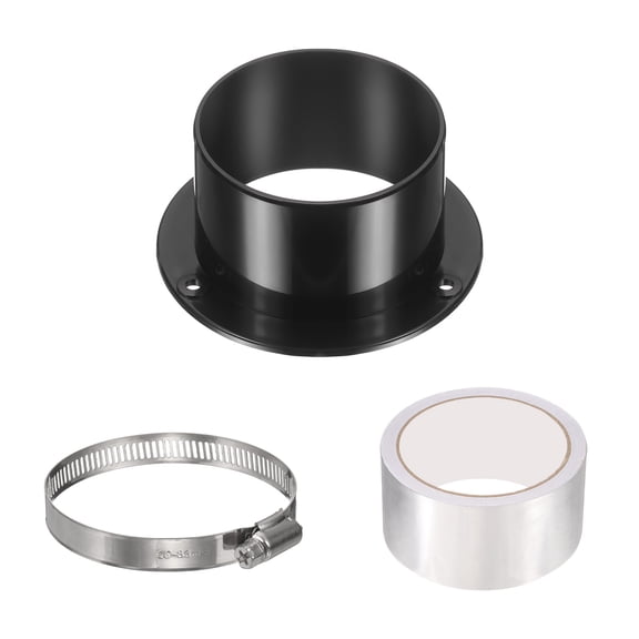 Uxcell 3" Duct Connector Flange, ABS Plastic Straight Pipe Flange with Clamp, Black