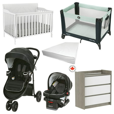 Nursery Bundle 13 Graco Modes Car Seat, White Crib And Dresser Set Canada