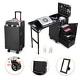 thumbnail image 2 of Byootique Portable Manicure Table Desk for Nail Tech Organizer Rolling Makeup Case with Wheels and Telescopic Handle for Manicurist Technician, Black, 2 of 9