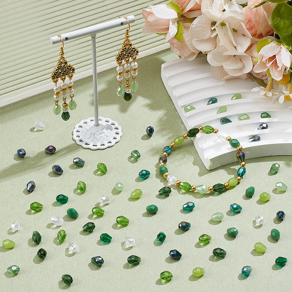 11 Strands 11 Colors Mixed Styles Glass Beads Strands Faceted Teardrop Green 8x6mm Hole: 1.2mm about 65~67pcs/strand 20.08 inch(51cm)