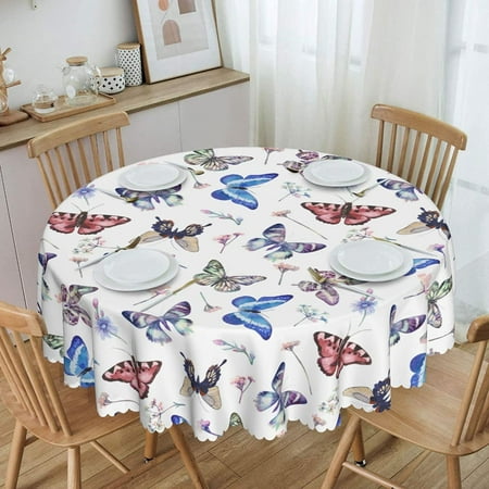 

WISH TREE Retro Daisy Flower Floral Orange Rustic Round Tablecloth Dining Wipeable Table Cloth Cover for Holiday Home Picnic Party Wedding Buffet Parties Camping