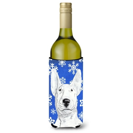 

Caroline s Treasures SC9604LITERK Bull Terrier Winter Snowflakes Wine Bottle Hugger Wine Bottle multicolor