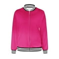 thumbnail image 5 of Edvintorg Bomber Jacket Women Trendy 2025 Solid Long Sleeve Casual Zipper Coat with Pocket Fashion Fall Winter Lightweight Outerwear Hot Pink L, 5 of 5