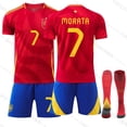 thumbnail image 1 of 2024 New European Cup Spain Home Football Jersey #7 MORATA Football Kit, 1 of 2