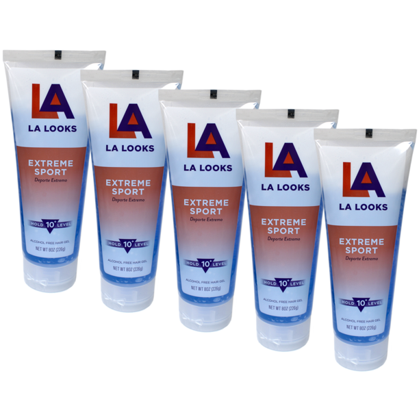 LA Looks Extreme Sport Alcohol Free Hair Gel Hold Level 10 8 oz Pack of