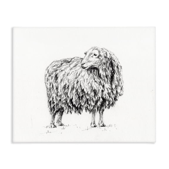 Stupell Industries Rustic Lodge Sheep in Charcoal Canvas Art, 20 x 16, by Leah Noel Art