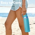 thumbnail image 2 of Botella de agua aislada con pajita – Encool botella de agua de acero inoxidable con tapa de botón, a prueba de fugas y sin BPA, mantiene el frío durante 24 horas para deportes, viajes, gimnasio (24 oz, 2 of 8