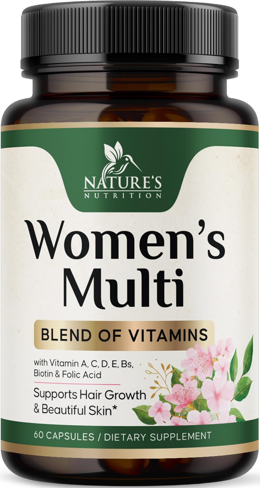 Multivitamin for Women - Complete Multi Vitamin with Vitamins A, C, D, E, B6, B12, Zinc, Calcium & Magnesium, Womens Daily Multimineral Supplement for Hair Skin and Nails Health Support - 60 Capsules