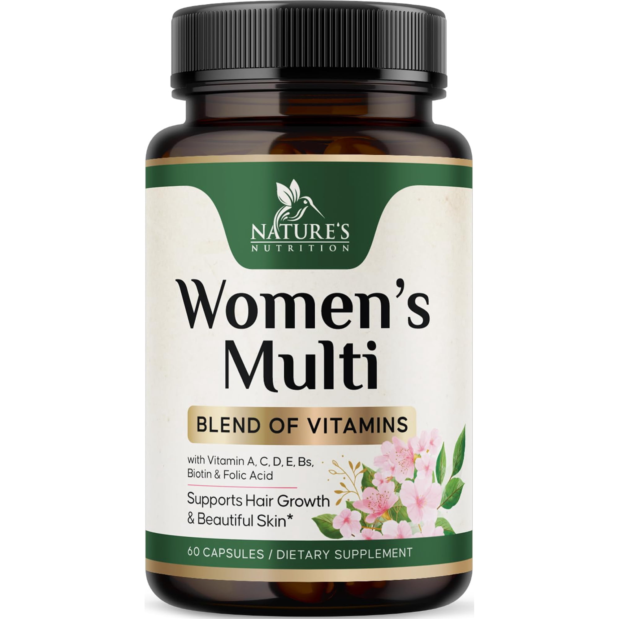Multivitamin for Women - Complete Multi Vitamin with Vitamins A, C, D, E, B6, B12, Zinc, Calcium & Magnesium, Womens Daily Multimineral Supplement for Hair Skin and Nails Health Support - 60 Capsules