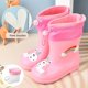 thumbnail image 1 of Botas de lluvia para niños con forro polar antideslizante para niños y niñas, bonitos zapatos impermeables sin cordones con dibujos animados para todas las estaciones, 1 of 5
